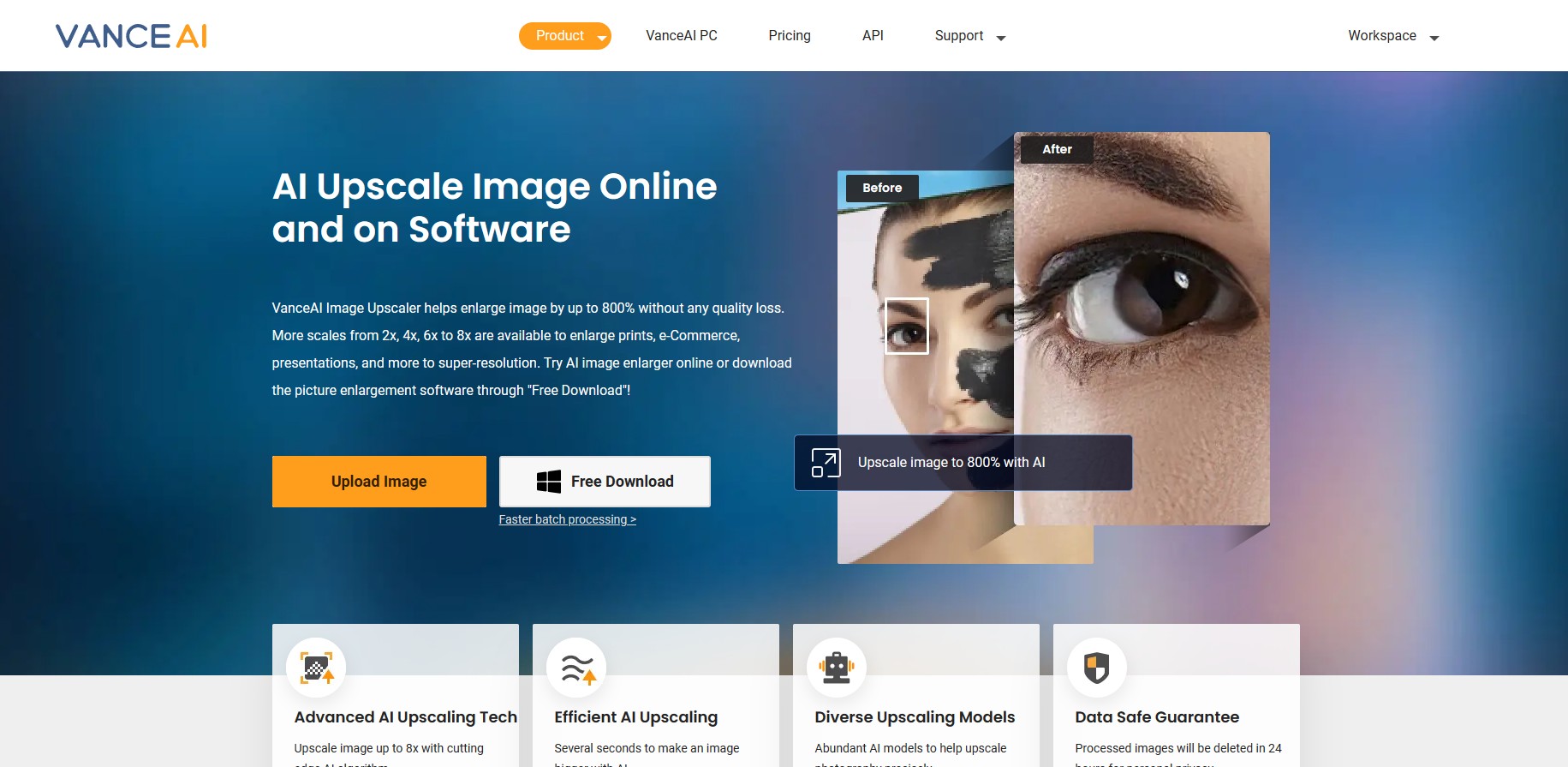 VanceAI Image upscaler